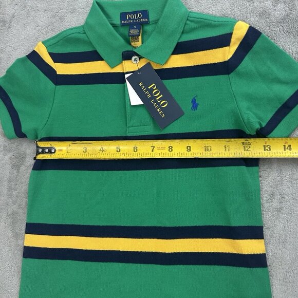 Polo Ralph Lauren Shirt Toddler Boy 5 Green MultiStriped Cotton Logo Polo Preppy - Picture 3 of 11